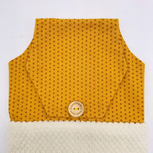 Hanging Kitchen Towel: Burnt Orange Dots, Button Closure - Picture 4 of 5
